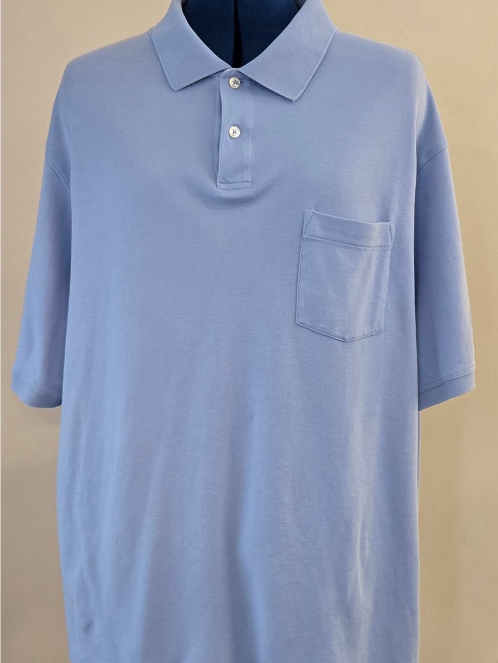 Roundtree & Yorke Classic Light Blue Pocket Polo Shirt - Men's